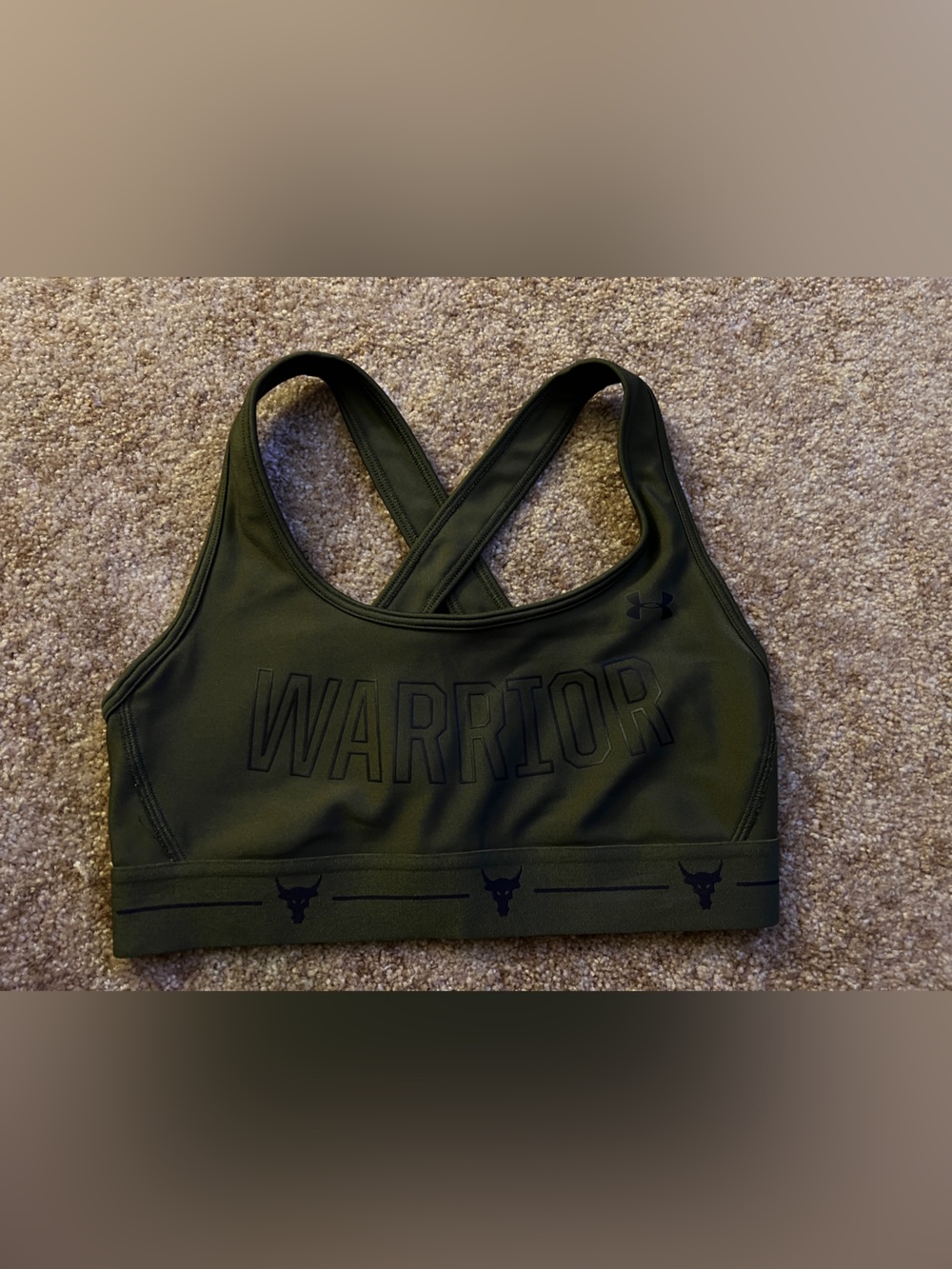 Under Armour Olive Green Warrior Cross-Back Sports Bra